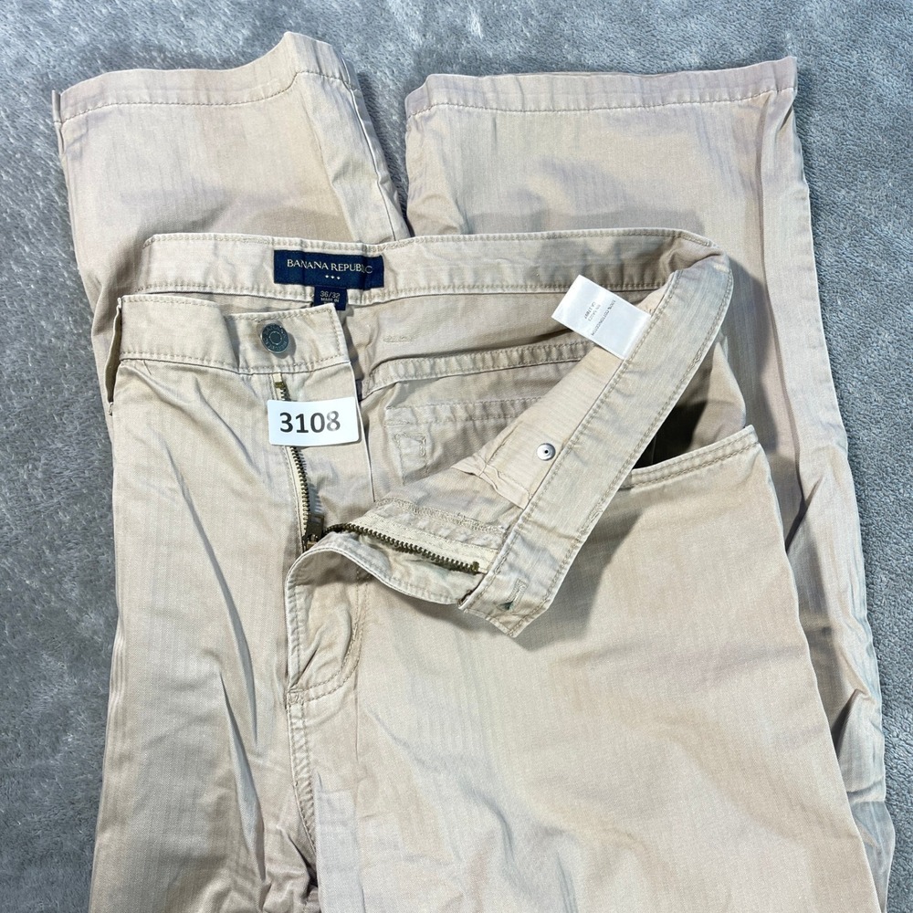 Banana Republic Pants Mens 36x32 Tan Khaki Herringbone Cotton Chino Trousers